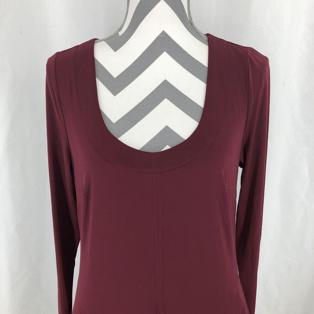 Venus Maroon Red Maxi Dress Slit Front Long Sleeve Medium